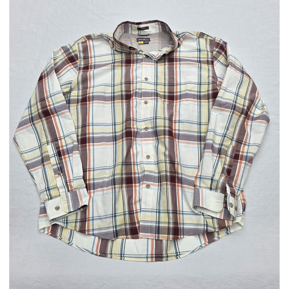 Eddie Bauer Men's Travex Classic Fit Plaid Button Down Shirt Size‎ XL